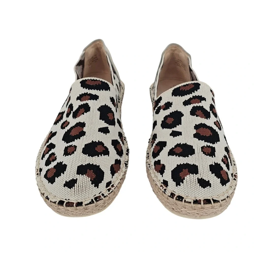 Cole Haan Cloudfeel Leopard Knit Espadrille Flats W20614 Womens 11 B Tan Brown